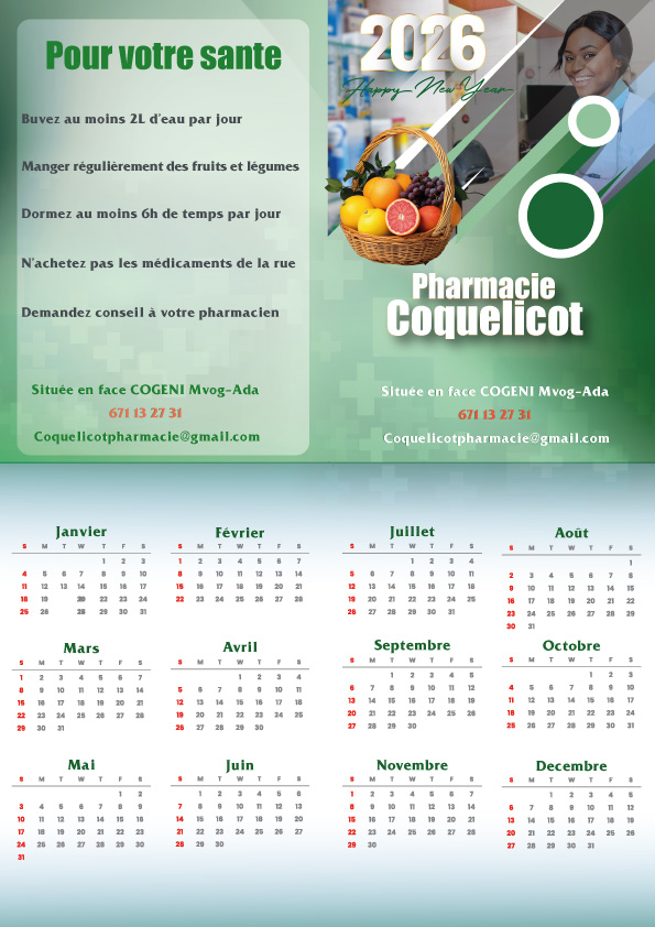 Calendrier de table 2026