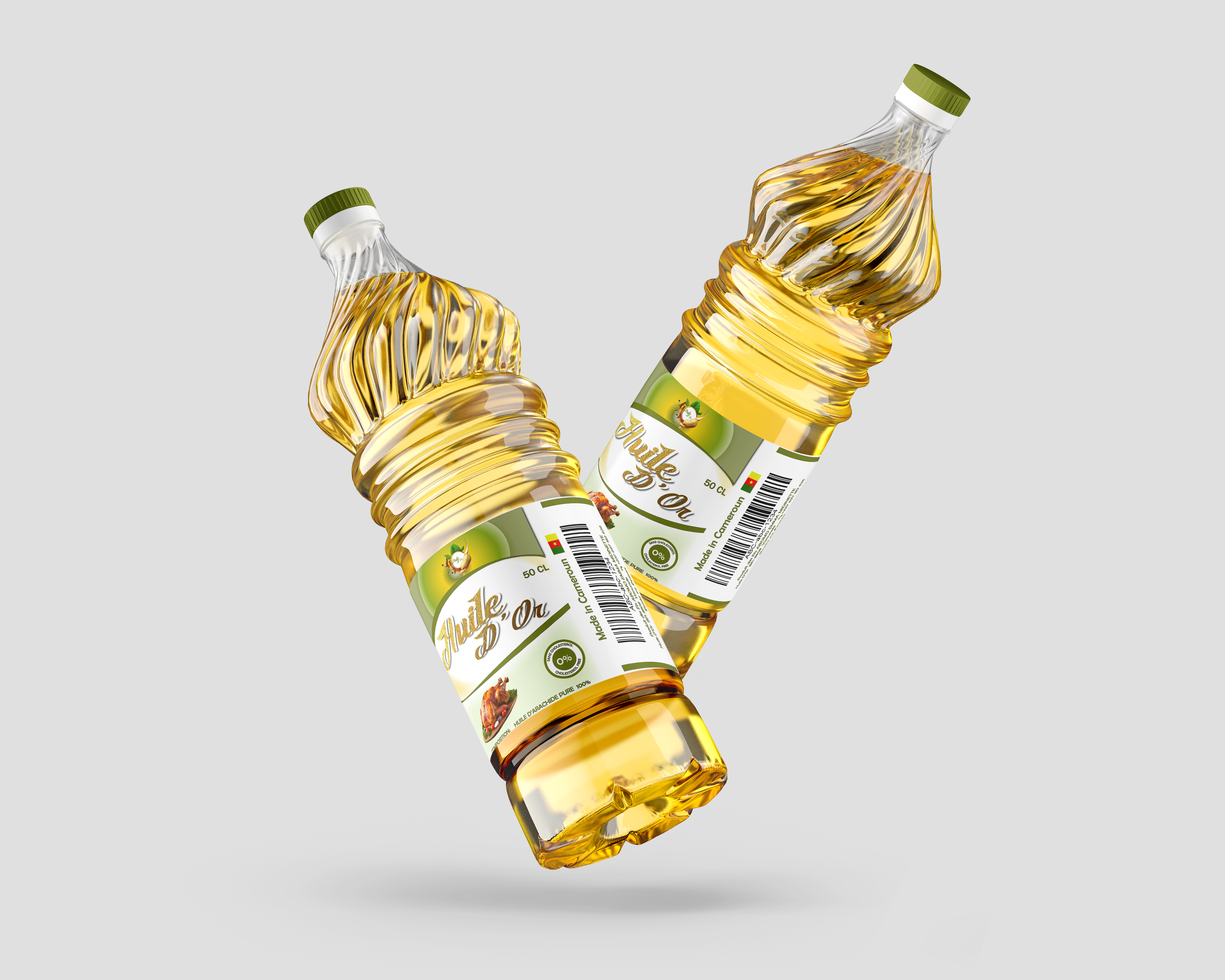 Mockup - Bouteilles d'huile d'arachide